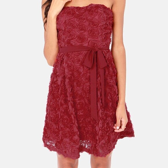 NWT Romy Rose Strapless Wine Red Mini Dress - Picture 2 of 6